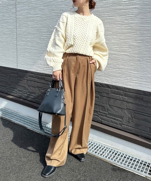 notch.(ノッチ)の「【notch. by KASUMI】 ストライプトラウザーパンツ(その他パンツ・レディース・ブラウン/チャコール/ベージュ・M/L/TM/TL)」の4枚目の写真