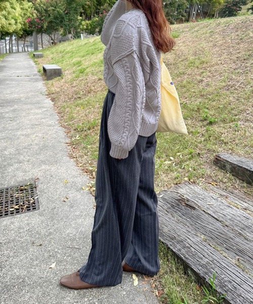 notch.(ノッチ)の「【notch. by KASUMI】 ストライプトラウザーパンツ(その他パンツ・レディース・ブラウン/チャコール/ベージュ・M/L/TM/TL)」の16枚目の写真