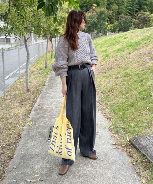 notch.(ノッチ)の「【notch. by KASUMI】 ストライプトラウザーパンツ(その他パンツ・レディース・ブラウン/チャコール/ベージュ・M/L/TM/TL)」の22枚目の写真