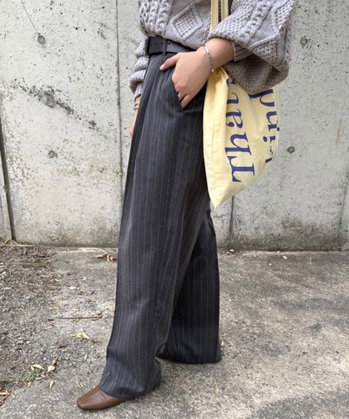 notch.(ノッチ)の「【notch. by KASUMI】 ストライプトラウザーパンツ(その他パンツ・レディース・ブラウン/チャコール/ベージュ・M/L/TM/TL)」の20枚目の写真