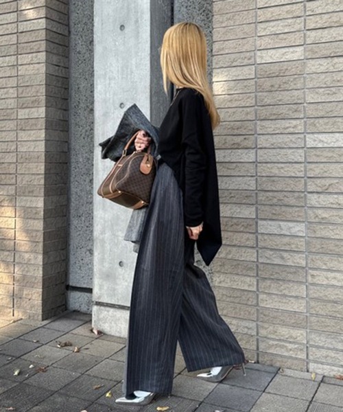 notch.(ノッチ)の「【 notch. by KASUMI 】 ストライプトラウザーパンツ(スラックス・レディース・ブラウン/チャコール/ベージュ・M/L/TM/TL)」の17枚目の写真