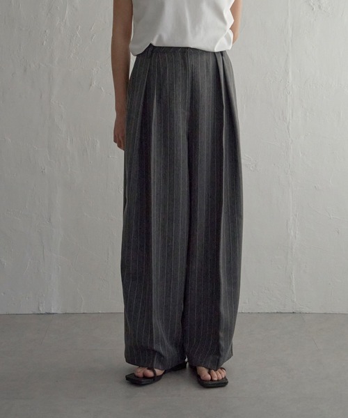 notch.(ノッチ)の「【 notch. by KASUMI 】 ストライプトラウザーパンツ(スラックス・レディース・ブラウン/チャコール/ベージュ・M/L/TM/TL)」の19枚目の写真