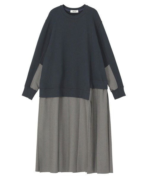 ZUCCa（ズッカ）の「ドッキングスウェット / ワンピース（ワンピース・レディース・ブラック/ネイビー/ボルドー・M size）」の2枚目の写真