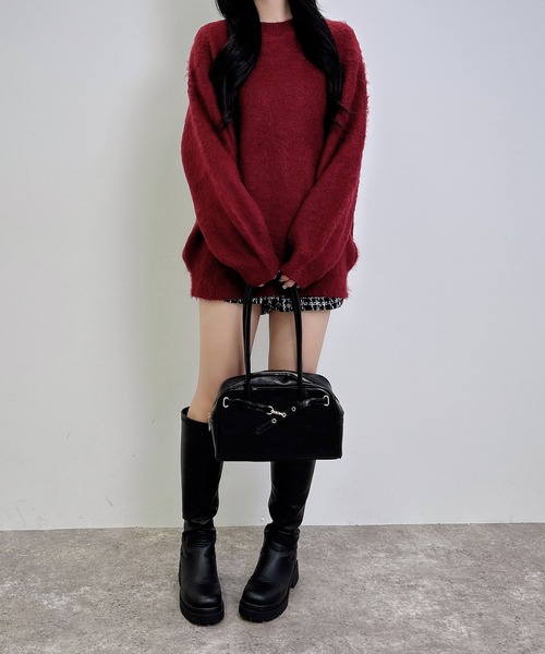 INGNI（イング）の「バックベロアリボンシャギーチュニックニット（ニット/セーター・レディース・モカ/ボルドー/チャコールグレー/アイボリー/グレー系3/ベージュ・M）」の20枚目の写真