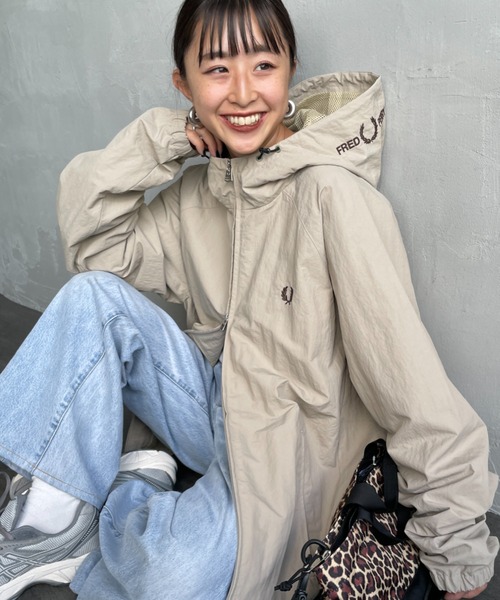 希少　90s フレッドペリー セットアップ ナイロンジャケット　レディース　美品 WEB先行予約】[FRED PERRY/フレッドペリー] 別注 フード刺繍