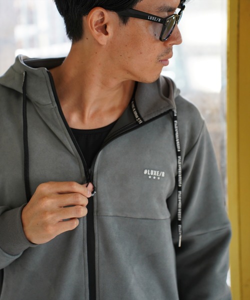RM)【LUXE/R GOLF】フェイク スエード ジップパーカー（パーカー