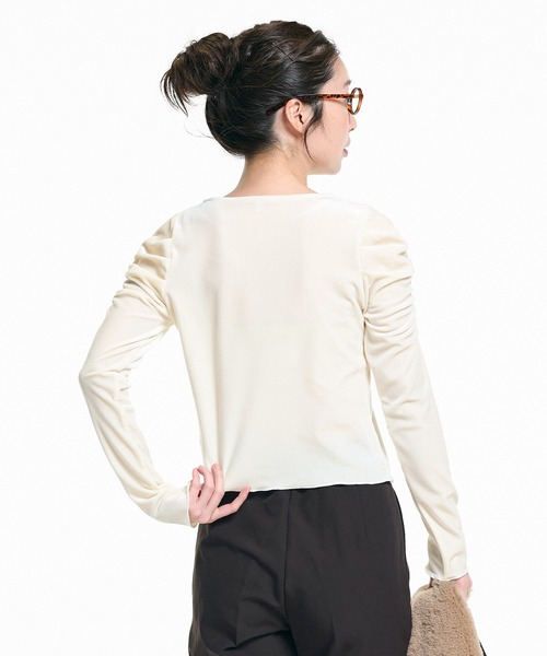 セール】ベロアシャーリングトップス（Tシャツ/カットソー）｜coca