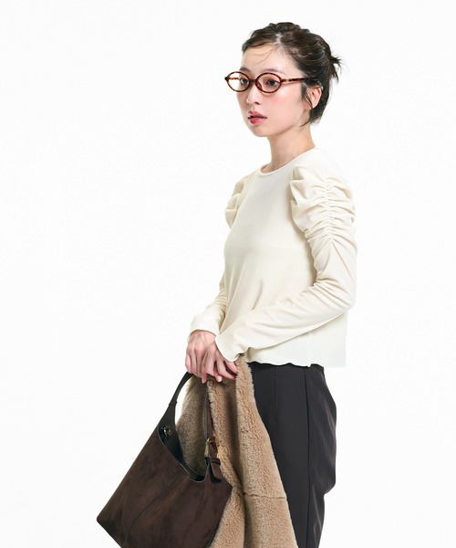 セール】ベロアシャーリングトップス（Tシャツ/カットソー）｜coca