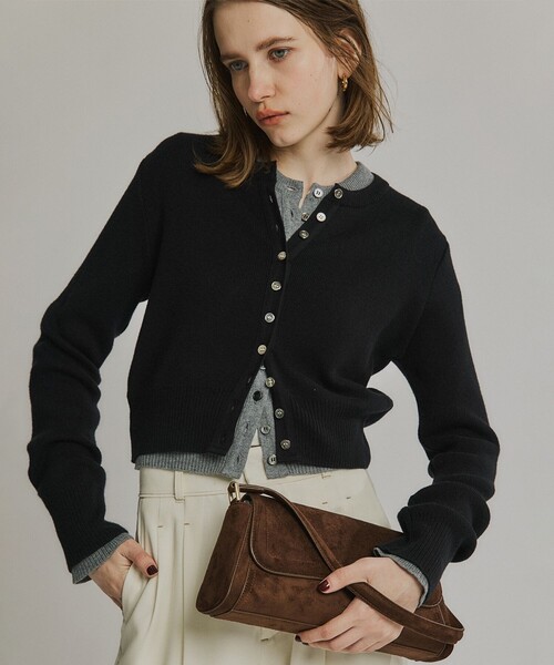 PUBLIC TOKYO（パブリックトウキョウ）の「コットンカシミヤクルーカーデ（カーディガン/ボレロ・レディース・ブラック/アイボリー/レッド/グレー・FREE）」の2枚目の写真