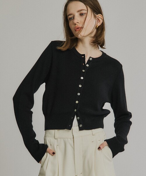 コットンカシミアクルーカーデ【レイヤードトップスとしても