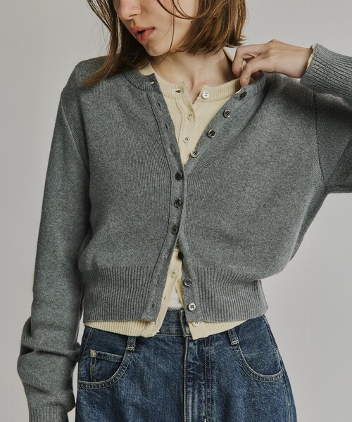 PUBLIC TOKYO（パブリックトウキョウ）の「コットンカシミヤクルーカーデ（カーディガン/ボレロ・レディース・ブラック/アイボリー/レッド/グレー・FREE）」の3枚目の写真