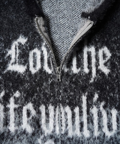 1111clothing(ワンフォークロージング)の「シャギーニット レタリング ジップパーカー / Shaggy Knit Lettering Zip Hoodie(ニット/セーター・メンズ・グレー/ブラック/ブラウン・M/L)」の14枚目の写真