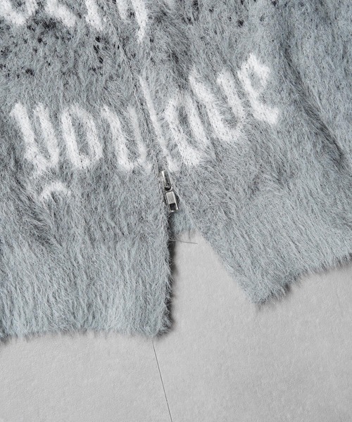 1111clothing(ワンフォークロージング)の「シャギーニット レタリング ジップパーカー / Shaggy Knit Lettering Zip Hoodie(ニット/セーター・メンズ・グレー/ブラック/ブラウン・M/L)」の16枚目の写真