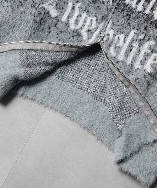 1111clothing(ワンフォークロージング)の「シャギーニット レタリング ジップパーカー / Shaggy Knit Lettering Zip Hoodie(ニット/セーター・メンズ・グレー/ブラック/ブラウン・M/L)」の17枚目の写真