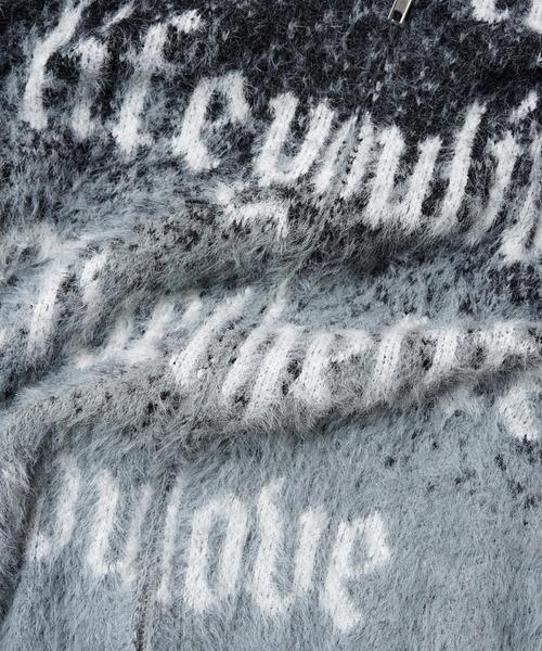 1111clothing(ワンフォークロージング)の「シャギーニット レタリング ジップパーカー / Shaggy Knit Lettering Zip Hoodie(ニット/セーター・メンズ・グレー/ブラック/ブラウン・M/L)」の15枚目の写真