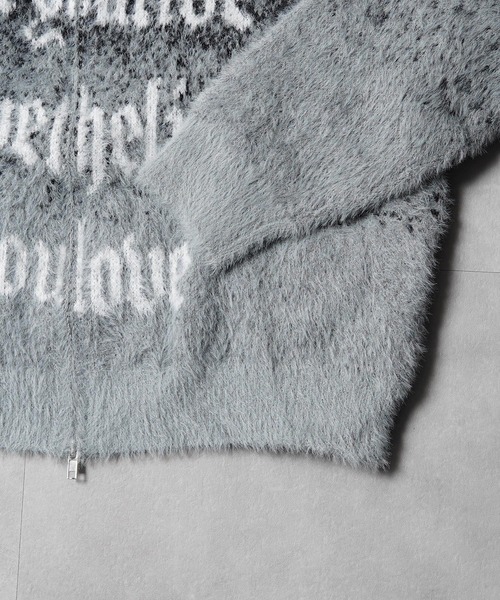 1111clothing(ワンフォークロージング)の「シャギーニット レタリング ジップパーカー / Shaggy Knit Lettering Zip Hoodie(ニット/セーター・メンズ・グレー/ブラック/ブラウン・M/L)」の18枚目の写真