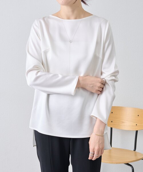 LIVETART（リヴェタート）の「ダブルサテンシンプルブラウス（シャツ/ブラウス・レディース・ホワイト・FREE）」の2枚目の写真