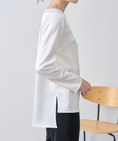LIVETART（リヴェタート）の「ダブルサテンシンプルブラウス（シャツ/ブラウス・レディース・ホワイト・FREE）」の5枚目の写真