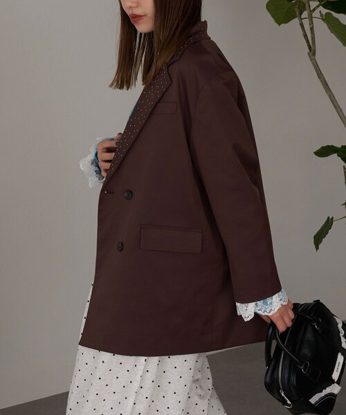 CIAOPANIC（チャオパニック）の「【あみ(＠a.m.6.43)企画】ラメドットレーステーラードジャケット（テーラードジャケット・レディース・グレー/ブラウン/カーキ・ONE SIZE）」の5枚目の写真