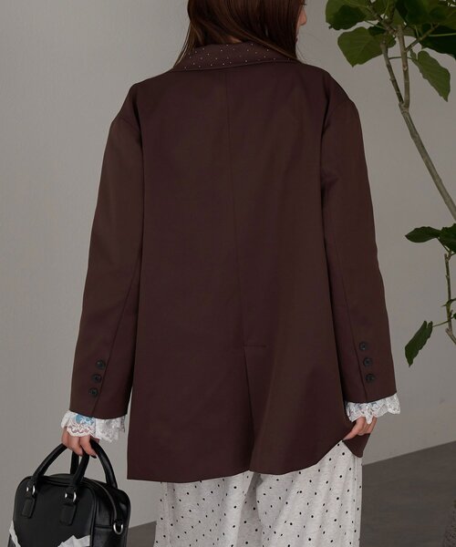 CIAOPANIC（チャオパニック）の「【あみ(＠a.m.6.43)企画】ラメドットレーステーラードジャケット（テーラードジャケット・レディース・グレー/ブラウン/カーキ・ONE SIZE）」の6枚目の写真