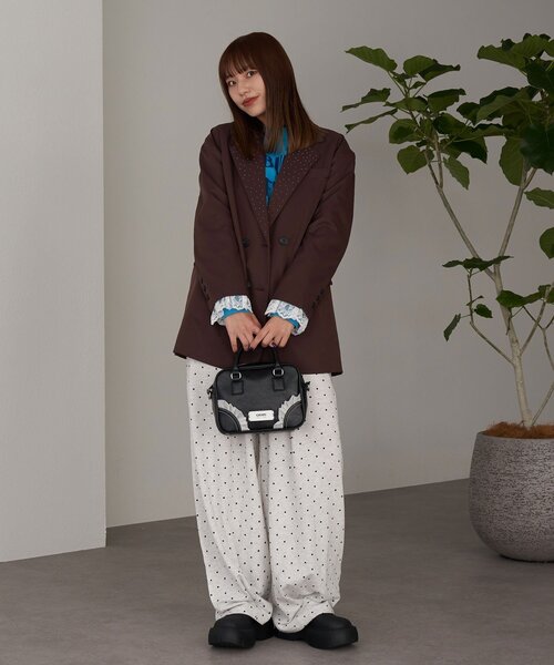 CIAOPANIC（チャオパニック）の「【あみ(＠a.m.6.43)企画】ラメドットレーステーラードジャケット（テーラードジャケット・レディース・グレー/ブラウン/カーキ・ONE SIZE）」の7枚目の写真