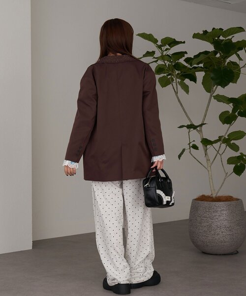 CIAOPANIC（チャオパニック）の「【あみ(＠a.m.6.43)企画】ラメドットレーステーラードジャケット（テーラードジャケット・レディース・グレー/ブラウン/カーキ・ONE SIZE）」の9枚目の写真