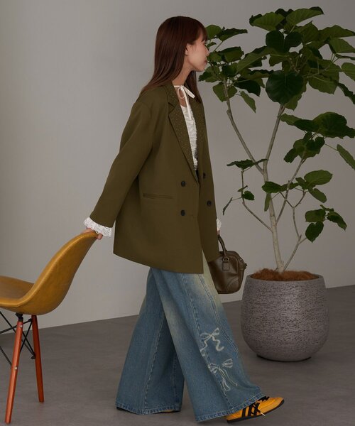 CIAOPANIC（チャオパニック）の「【あみ(＠a.m.6.43)企画】ラメドットレーステーラードジャケット（テーラードジャケット・レディース・グレー/ブラウン/カーキ・ONE SIZE）」の19枚目の写真