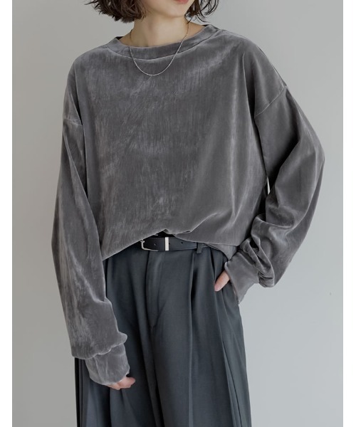 Re:EDIT(リエディ)の「シアーフロッキーベロアプルオーバー(Tシャツ/カットソー・レディース・ブラウン/ブラック/アイボリー/グレー・MEDIUM/LARGE)」の4枚目の写真