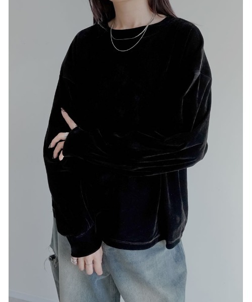 Re:EDIT(リエディ)の「シアーフロッキーベロアプルオーバー(Tシャツ/カットソー・レディース・ブラウン/ブラック/アイボリー/グレー・MEDIUM/LARGE)」の3枚目の写真