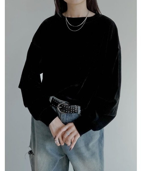 Re:EDIT(リエディ)の「シアーフロッキーベロアプルオーバー(Tシャツ/カットソー・レディース・ブラウン/ブラック/アイボリー/グレー・MEDIUM/LARGE)」の6枚目の写真