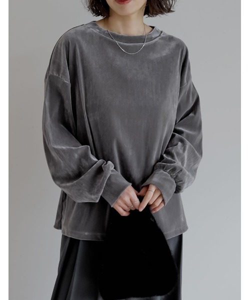 Re:EDIT(リエディ)の「シアーフロッキーベロアプルオーバー(Tシャツ/カットソー・レディース・ブラウン/ブラック/アイボリー/グレー・MEDIUM/LARGE)」の9枚目の写真