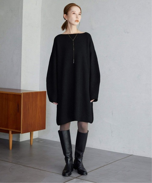 SLOBE IENA（スローブイエナ）の「《WEB限定/追加》ファインウールニットミニワンピース（ワンピース・レディース・ブラック/チャコールグレー・FREE）」の3枚目の写真