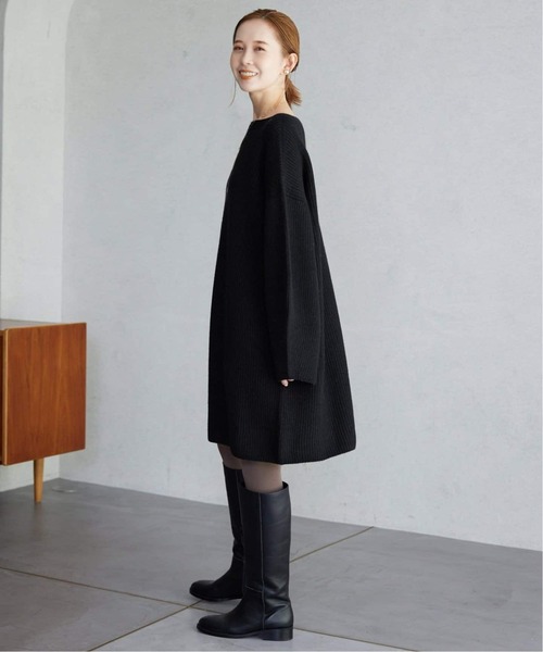 SLOBE IENA（スローブイエナ）の「《WEB限定/追加》ファインウールニットミニワンピース（ワンピース・レディース・ブラック/チャコールグレー・FREE）」の5枚目の写真