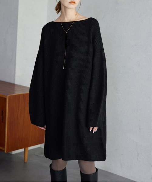 SLOBE IENA（スローブイエナ）の「《WEB限定/追加》ファインウールニットミニワンピース（ワンピース・レディース・ブラック/チャコールグレー・FREE）」の9枚目の写真