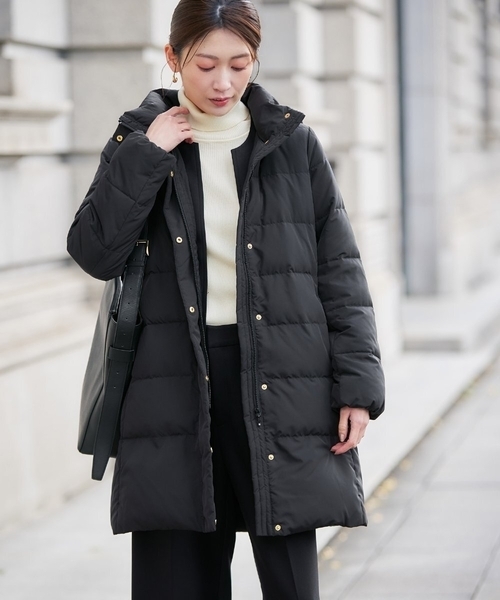 [アーヴェヴェ] 着こなし2WAY 抜き襟ショートダウンジャケット K2JAM02119 L カーキ 2WAYショートダウンジャケット （ブラック）