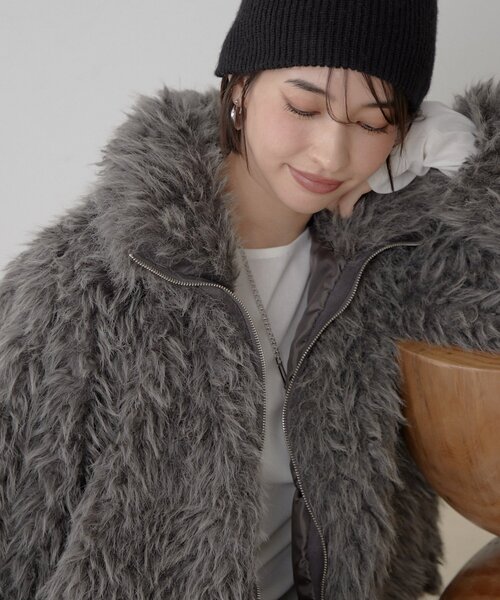 ファーブルゾン セール】【nane】【Suzuki セレクト】WZIPミックスファーブルゾン