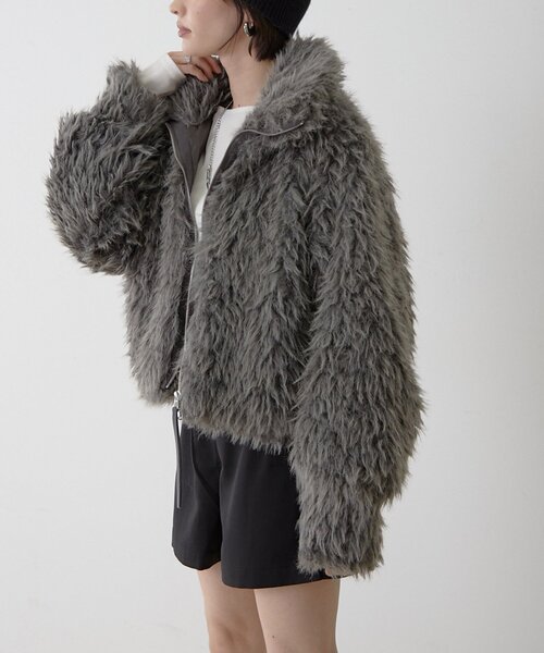 セール】【nane】【Suzuki セレクト】WZIPミックスファーブルゾン