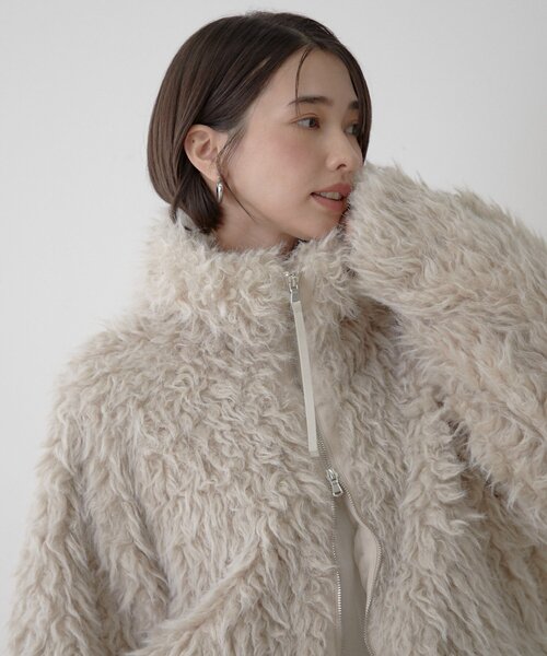 nane】【Suzuki セレクト】WZIPミックスファーブルゾン（ブルゾン