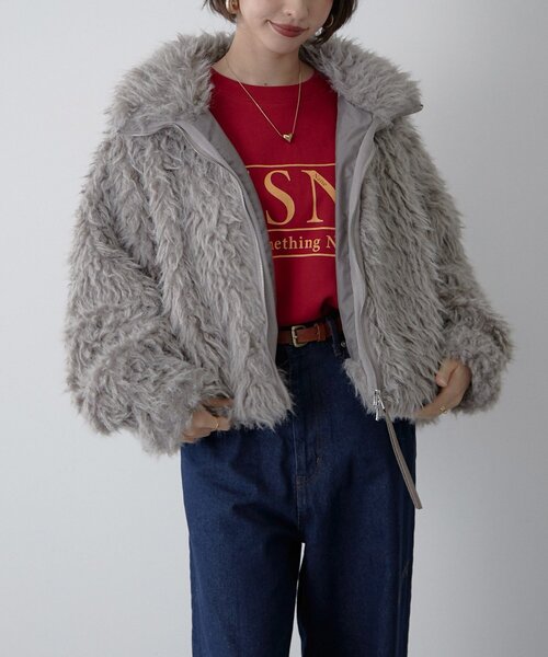 セール】【nane】【Suzuki セレクト】WZIPミックスファーブルゾン