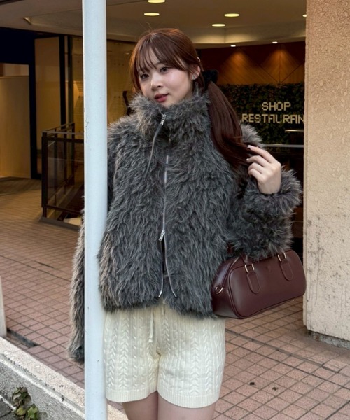 nane】【Suzuki セレクト】WZIPミックスファーブルゾン（ブルゾン