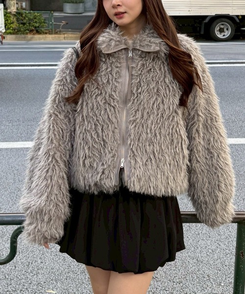 nane】【Suzuki セレクト】WZIPミックスファーブルゾン（ブルゾン