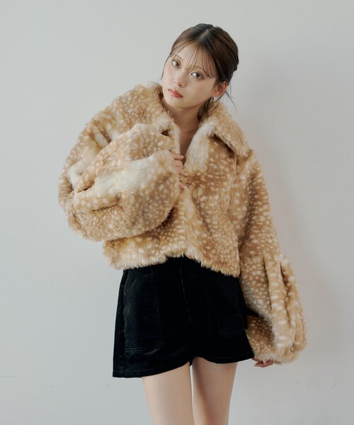 SALON by Chico】袖ボリュームアニマルファーショートコート（その他