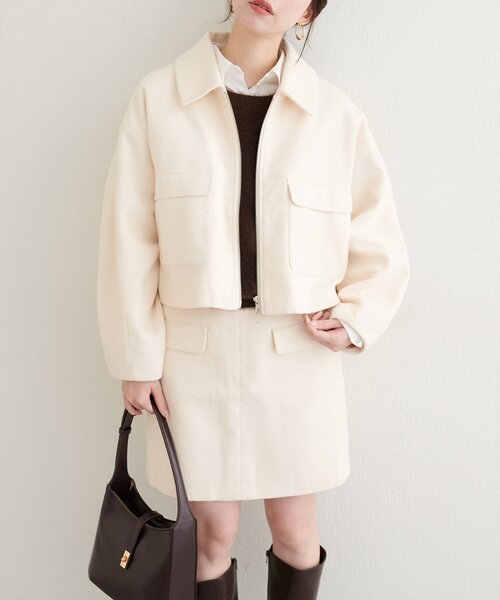 natural couture（ナチュラルクチュール）の「衿つきWzipジャケット（その他アウター・レディース・アイボリー/グレー/ブラウン・FREE）」の5枚目の写真