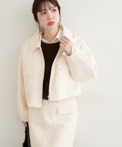 natural couture（ナチュラルクチュール）の「衿つきWzipジャケット（その他アウター・レディース・アイボリー/グレー/ブラウン・FREE）」の6枚目の写真