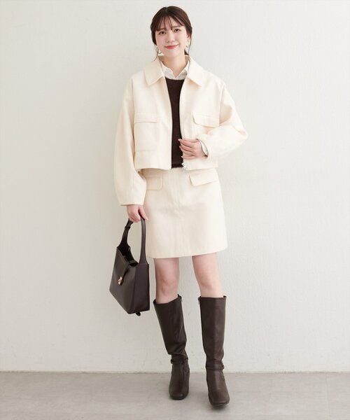 natural couture（ナチュラルクチュール）の「衿つきWzipジャケット（その他アウター・レディース・アイボリー/グレー/ブラウン・FREE）」の7枚目の写真