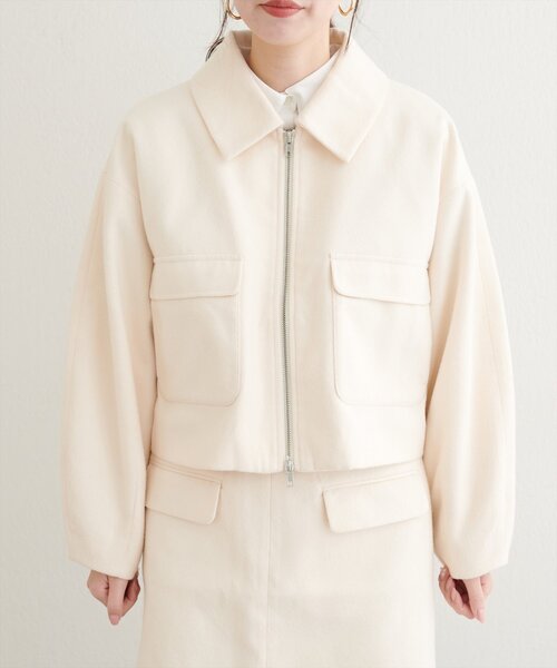 natural couture（ナチュラルクチュール）の「衿つきWzipジャケット（その他アウター・レディース・アイボリー/グレー/ブラウン・FREE）」の8枚目の写真