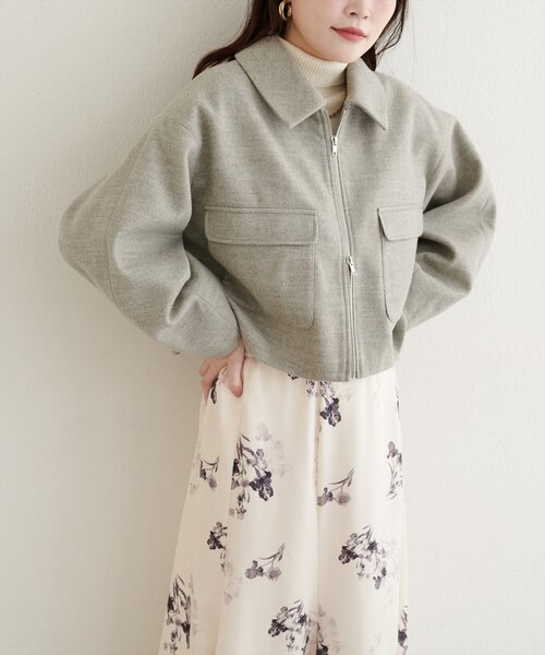 natural couture（ナチュラルクチュール）の「衿つきWzipジャケット（その他アウター・レディース・アイボリー/グレー/ブラウン・FREE）」の19枚目の写真