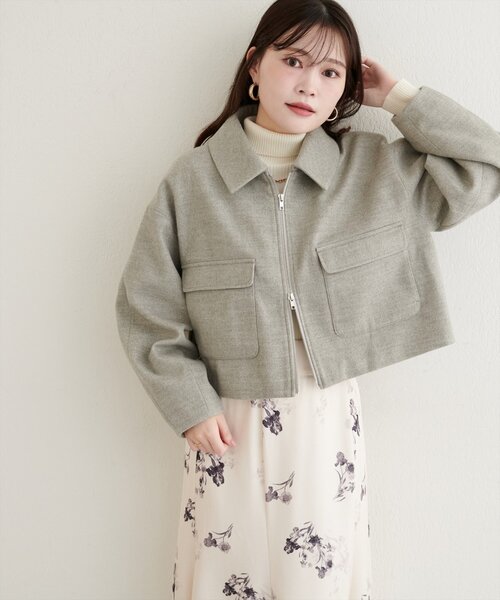 natural couture（ナチュラルクチュール）の「衿つきWzipジャケット（その他アウター・レディース・アイボリー/グレー/ブラウン・FREE）」の21枚目の写真