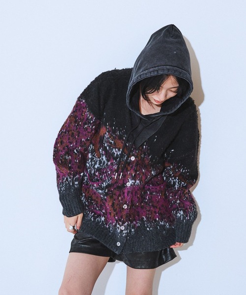 JEANASIS（ジーナシス）の「landscape ブラッシュVニットカーディガン/610574（カーディガン/ボレロ・レディース・ブラック系その他/グレー系その他/グリーン系その他・FREE）」の2枚目の写真