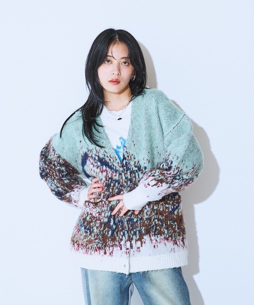 セール】landscape ブラッシュVカーディガン/610574（カーディガン